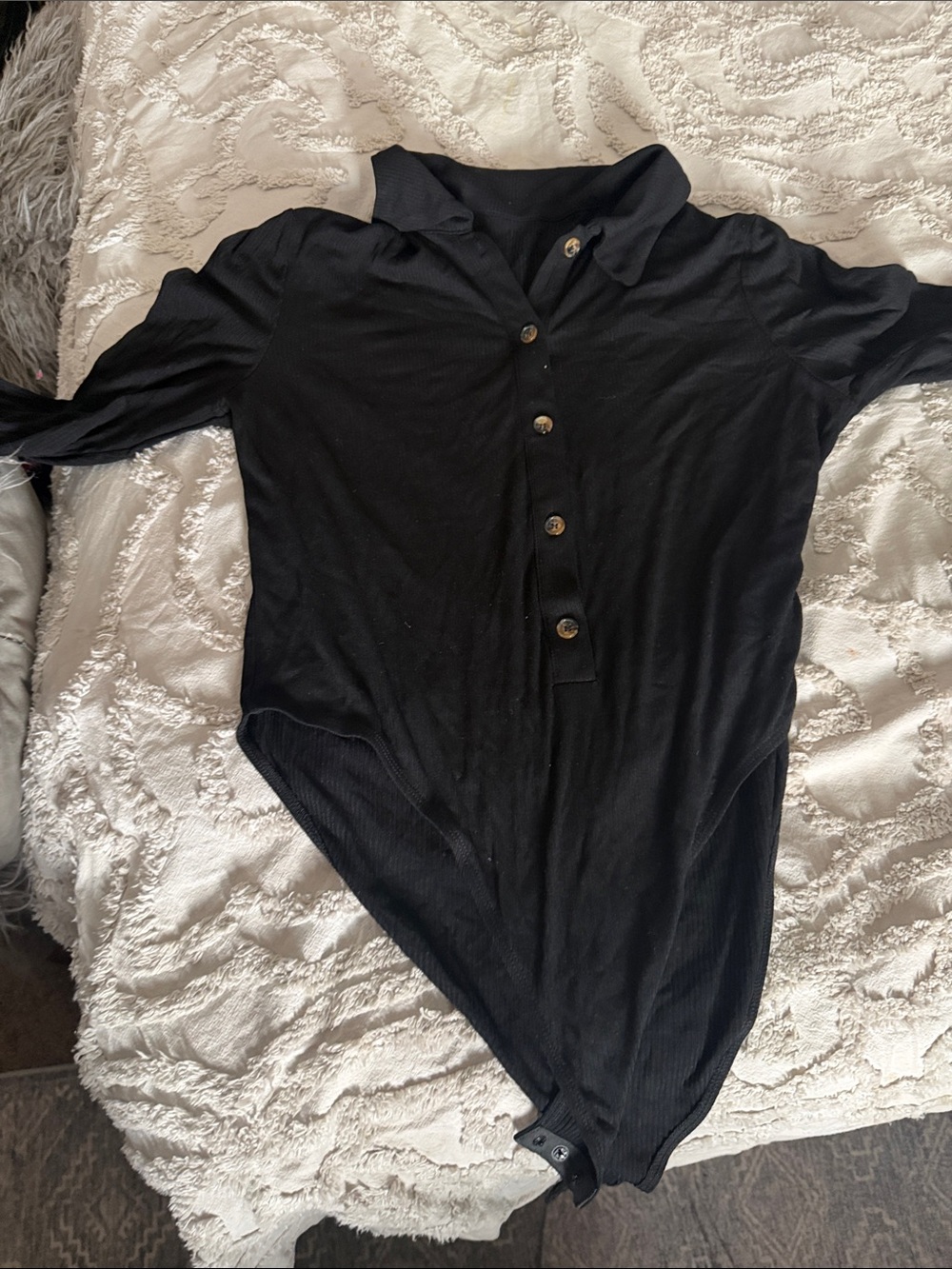 Men's Black Button-Front Ribbed Shirt